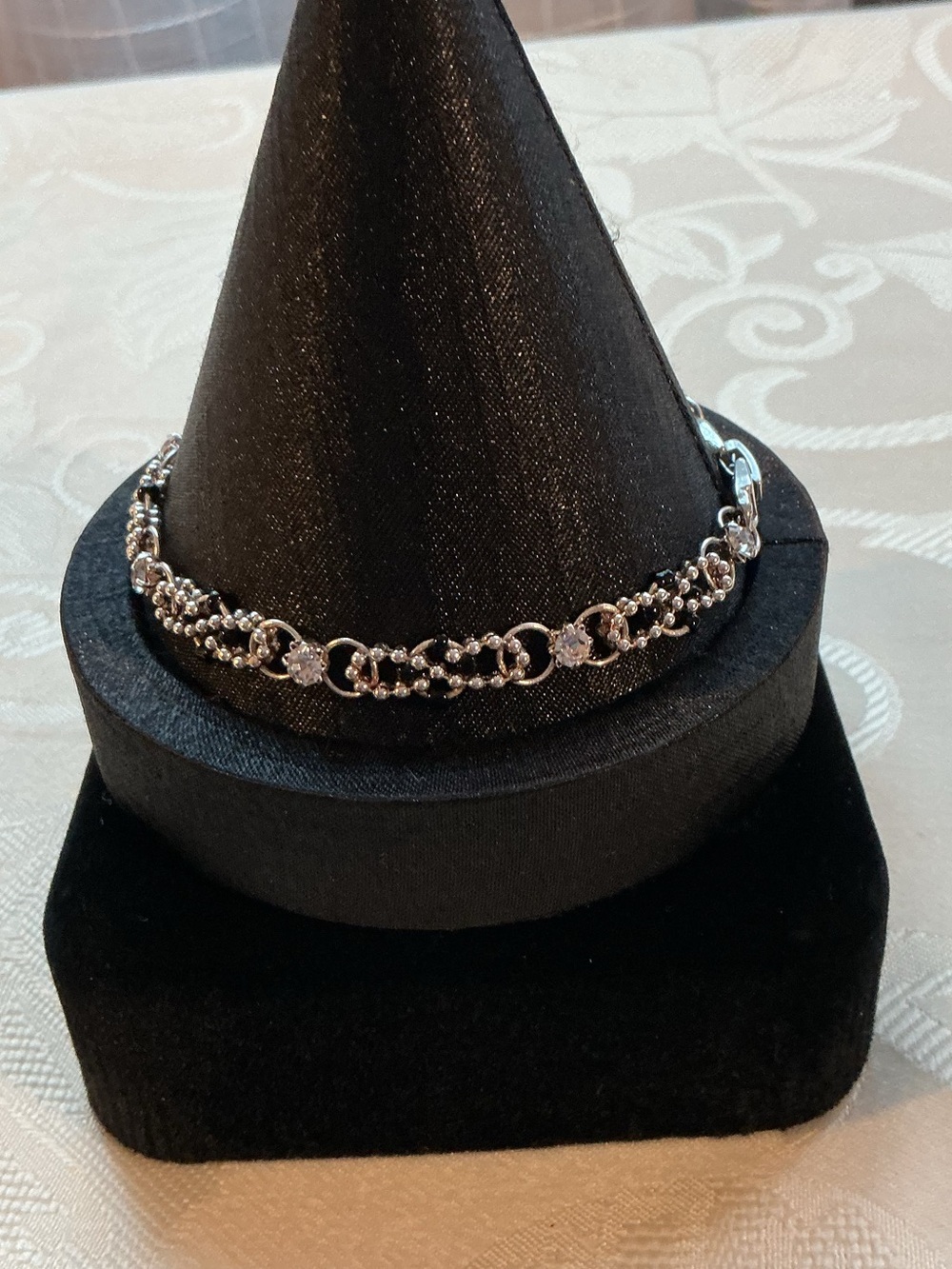 Black & Clear Faceted Seed Bead Chainmaille Silver Tone Necklace,Bracelet,Earrin - Picture 7 of 11